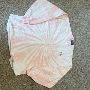 Spirit Jersey Tie-Dye Crewneck Sweatshirt in Soft Pink and White